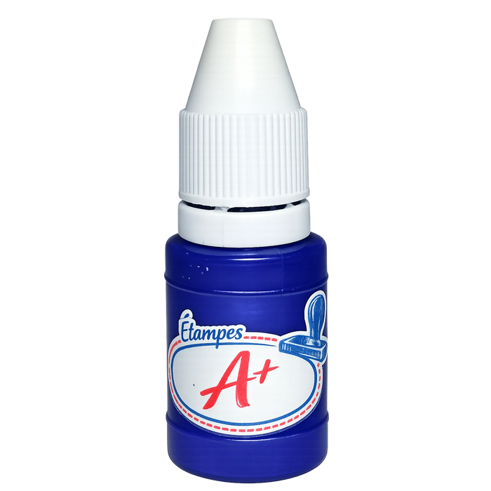 Bouteille d’encre bleue de recharge pour étampes d’enseignant Étampes A+