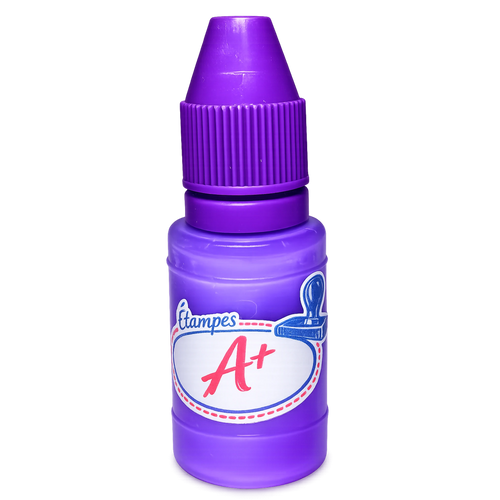 Bouteille d’encre mauve de recharge pour étampes d’enseignant Étampes A+