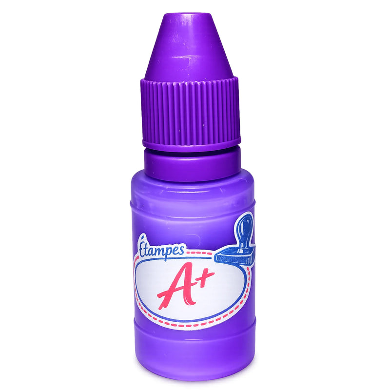 Bouteille d’encre mauve de recharge pour étampes d’enseignant Étampes A+