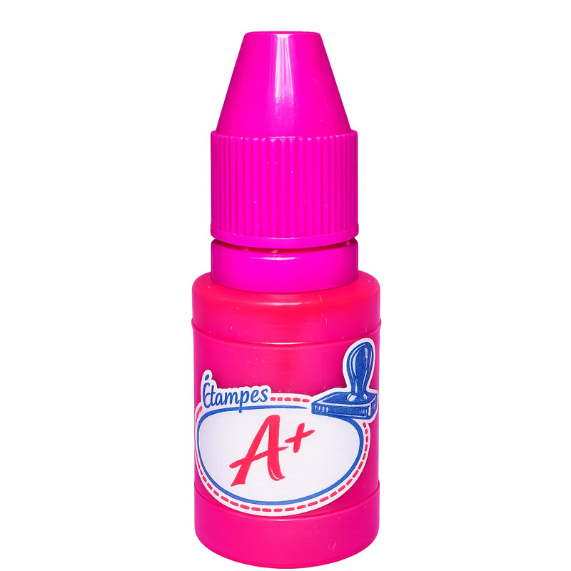 Bouteille d’encre rose de recharge pour étampes d’enseignant Étampes A+