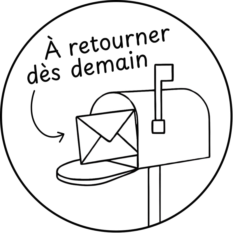 Étampе pour enseignant « À retourner dès demain »