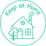 Étampe pour enseignant en anglais « Keep at Home » avec illustration d’une maison - encre verte