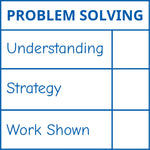 Étampe pour enseignant en anglais « Problem Solving » avec grille d’évaluation à 3 critères - encre bleue