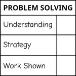 Étampe pour enseignant en anglais « Problem Solving » avec grille d’évaluation à 3 critères - encre noire