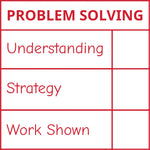 Étampe pour enseignant en anglais « Problem Solving » avec grille d’évaluation à 3 critères - encre rouge