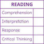 Étampe pour enseignant en anglais « Reading - 4 criteria » avec grille d’évaluation à 4 critères - encre mauve