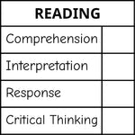 Étampe pour enseignant en anglais « Reading - 4 criteria » avec grille d’évaluation à 4 critères - encre noire