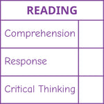 Étampe pour enseignant en anglais « Reading – 3 criteria » avec grille d’évaluation à 3 critères - encre mauve