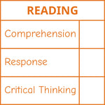 Étampe pour enseignant en anglais « Reading – 3 criteria » avec grille d’évaluation à 3 critères - encre orange