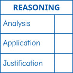 Étampe pour enseignant en anglais « Reasoning » avec grille d’évaluation à 3 critères - encre bleue