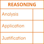Étampe pour enseignant en anglais « Reasoning » avec grille d’évaluation à 3 critères - encre orange