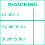 Étampe pour enseignant en anglais « Reasoning » avec grille d’évaluation à 3 critères - encre verte