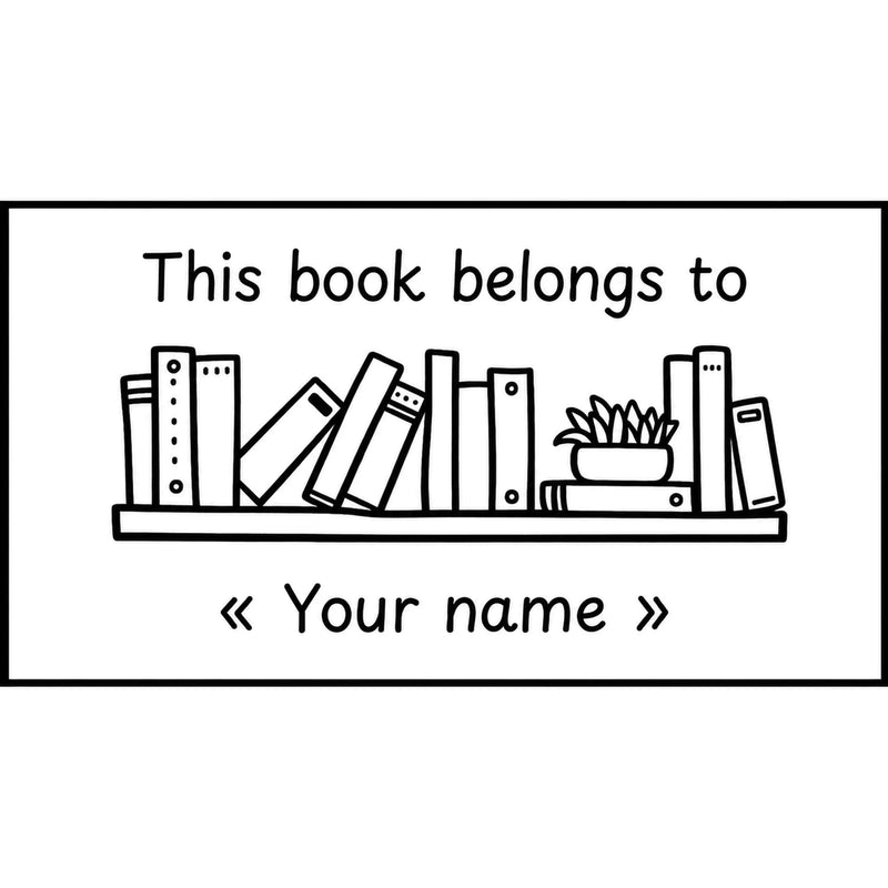 Étampе pour enseignant en anglais « This book belongs to » personnalisée avec un nom