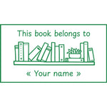 Étampе pour enseignant en anglais « This book belongs to » personnalisée avec un nom