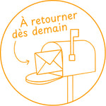 Étampe pour enseignant « À retourner dès demain » – encre orange