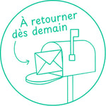 Étampe pour enseignant « À retourner dès demain » – encre verte