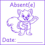 Étampe pour enseignant « Absent » – encre mauve