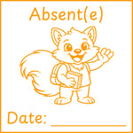 Étampe pour enseignant « Absent » – encre orange