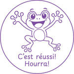 Étampe pour enseignant « C’est réussi! Hourra! » - encre mauve