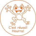 Étampe pour enseignant « C’est réussi! Hourra! » - encre orange
