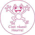 Étampe pour enseignant « C’est réussi! Hourra! » - encre rose