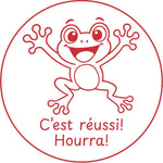 Étampe pour enseignant « C’est réussi! Hourra! » - encre rouge