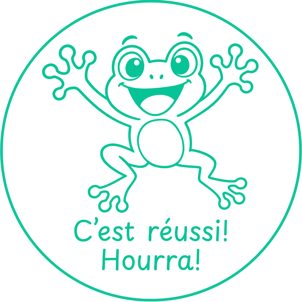 Étampe pour enseignant « C’est réussi! Hourra! » - encre verte