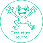 Étampe pour enseignant « C’est réussi! Hourra! » - encre verte