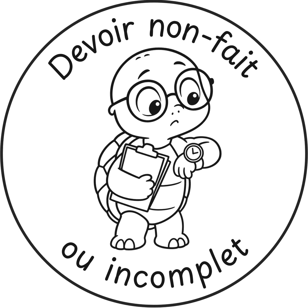Étampe pour enseignant Devoir non fait ou incomplet - noir