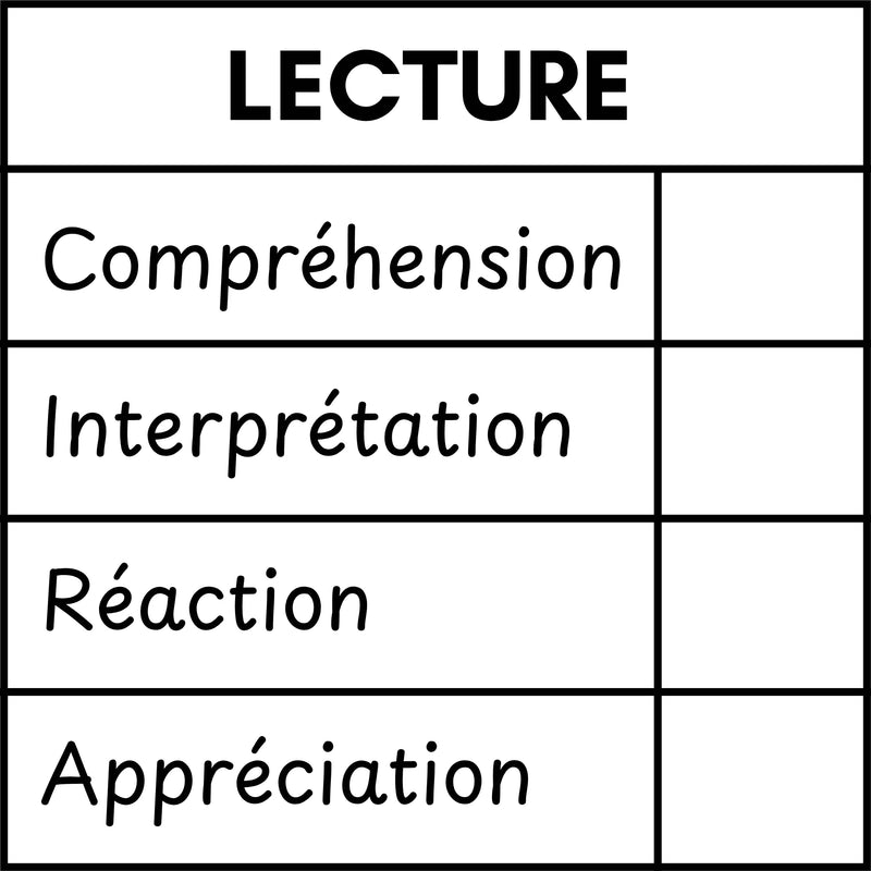 Étampе pour enseignant « Grille de lecture »