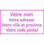 Étampe pour enseignant « nom et adresse personnalisable » – encre rose