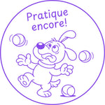 Étampe pour enseignant « Pratique encore » – encre mauve