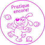 Étampe pour enseignant « Pratique encore » – encre rose