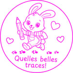 Étampe pour enseignant « Quelles belles traces! » – encre rose