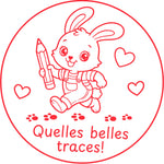 Étampe pour enseignant « Quelles belles traces! » – encre rouge