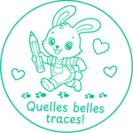 Étampe pour enseignant « Quelles belles traces! » – encre verte