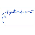 Étampe pour enseignant « Signature du parent » – encre bleue