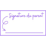 Étampe pour enseignant « Signature du parent » – encre mauve