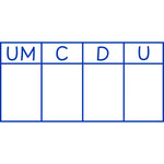 Étampe pour enseignant « Tableau de numération UM, C, D et U » – encre bleue