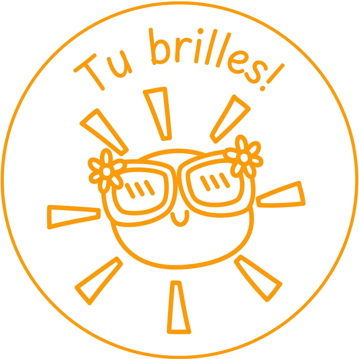 Étampe pour enseignant « Tu brilles! » – encre orange