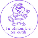 Étampe pour enseignant « Tu utilises bien tes outils » – encre mauve