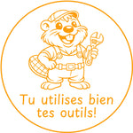 Étampe pour enseignant « Tu utilises bien tes outils » – encre orange