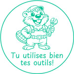Étampe pour enseignant « Tu utilises bien tes outils » – encre verte