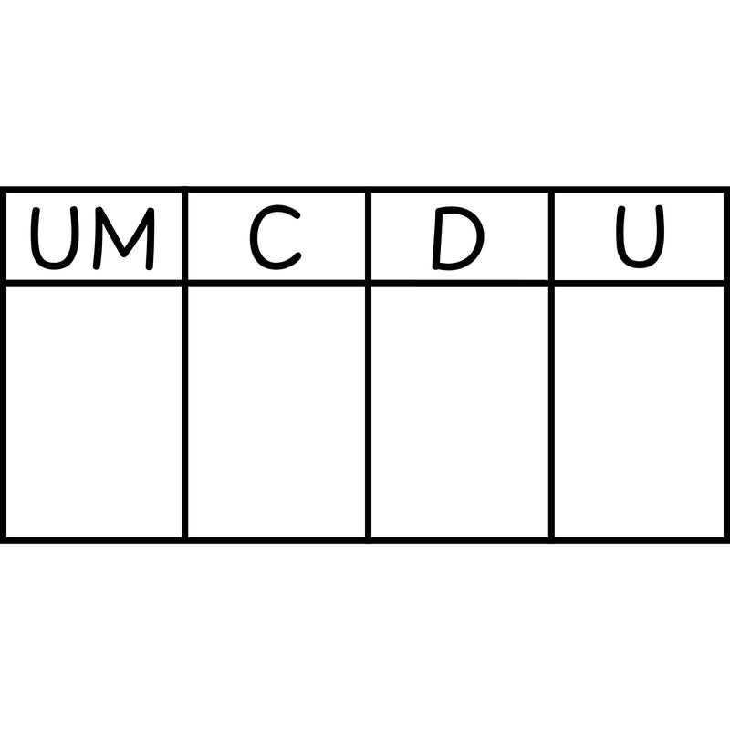 Étampe pour enseignant « Tableau de numération UM, C, D et U »