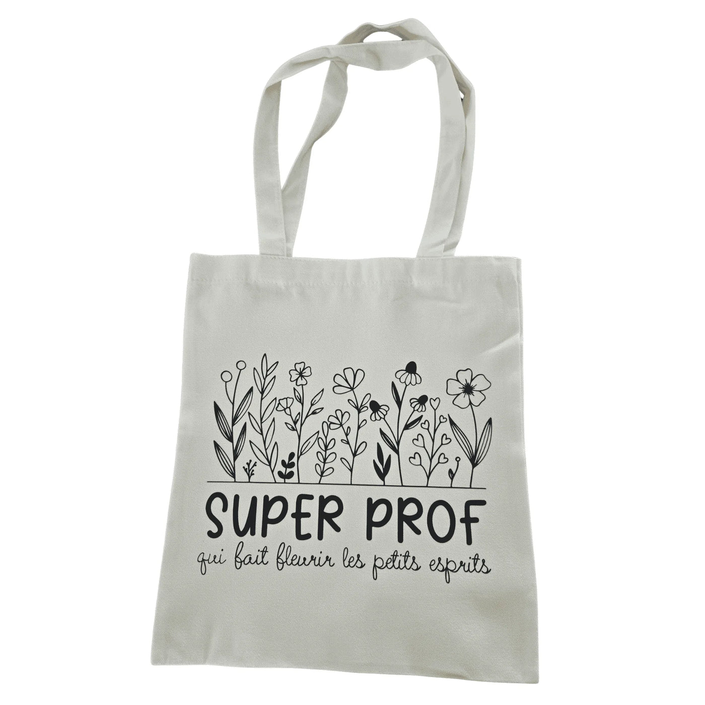 Sac pour enseignant avec illustration super prof fleur