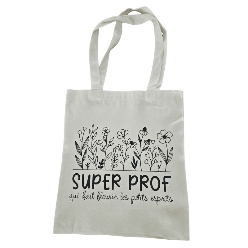 Sac pour enseignant avec illustration super prof fleur